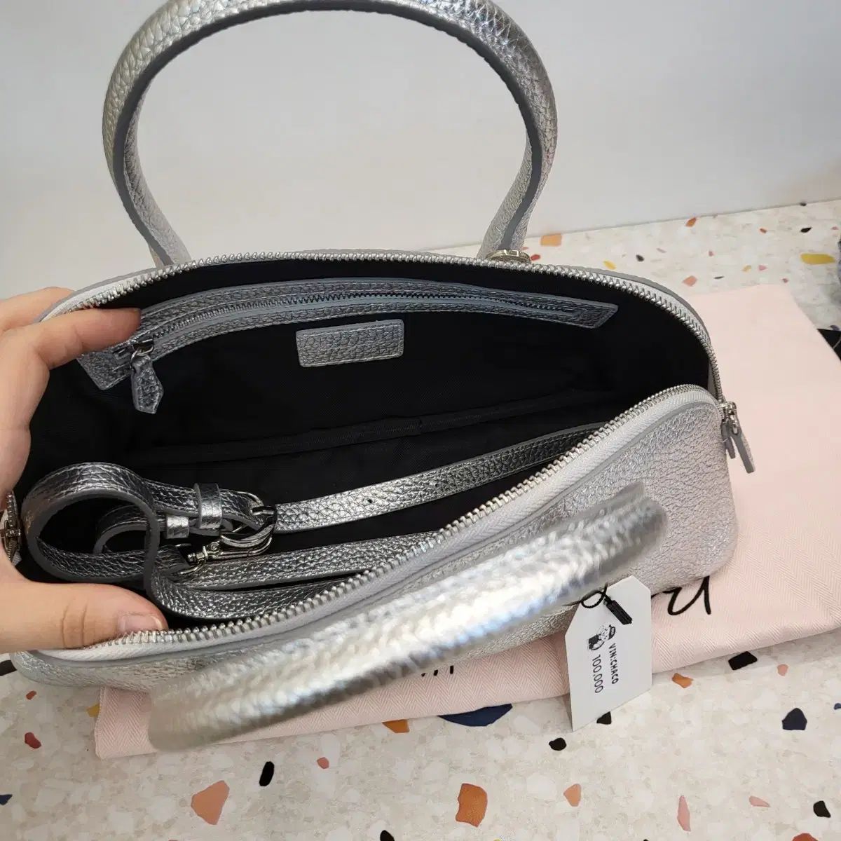 横型マフィンバッグ シルバー