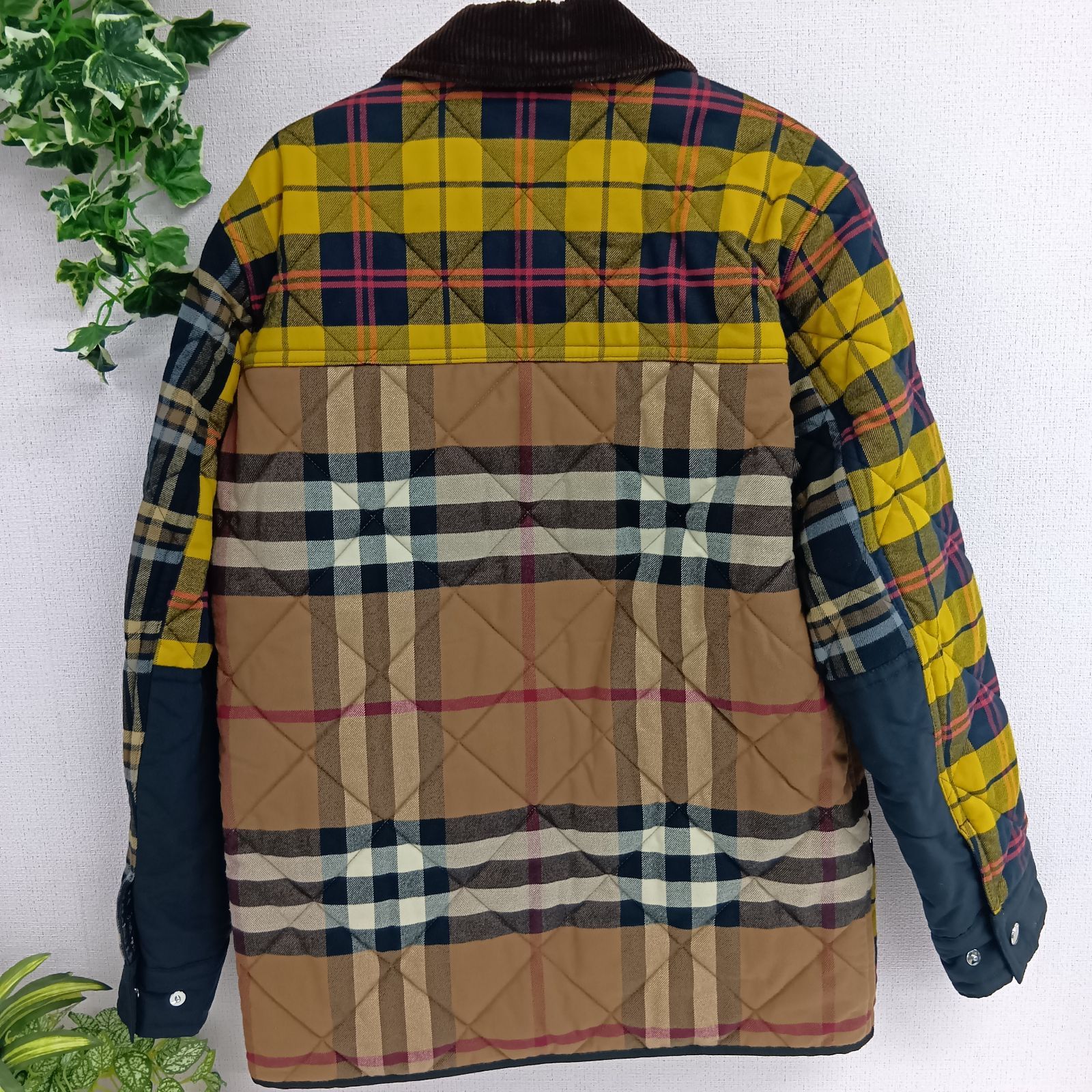 BURBERRY LONDON バーバリーロンドン チェック キルティングジャケット XS ウール 古着 メンズ マルチ ブラック ブラウン イエロー H1-42 ネ
