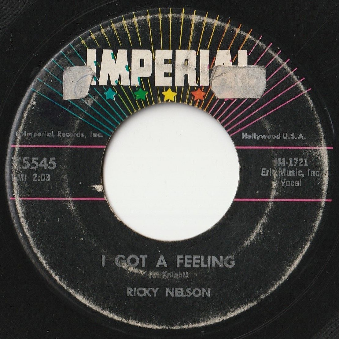 Ricky Nelson Lonesome Town / I Got A Feeling Imperial US X5545 201419 R&B  R&R レコード 7インチ 45 - メルカリ