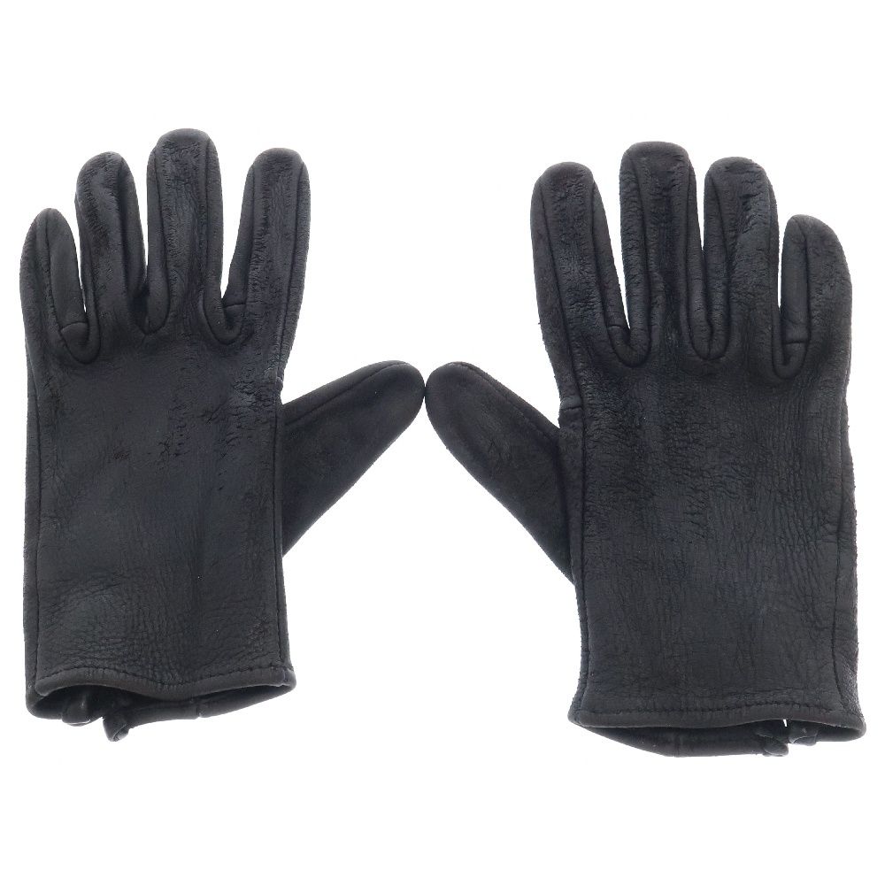 CHROME HEARTS (クロムハーツ) GROVE レザーグローブ ホースシューロゴボタンレザーグローブ ブラック