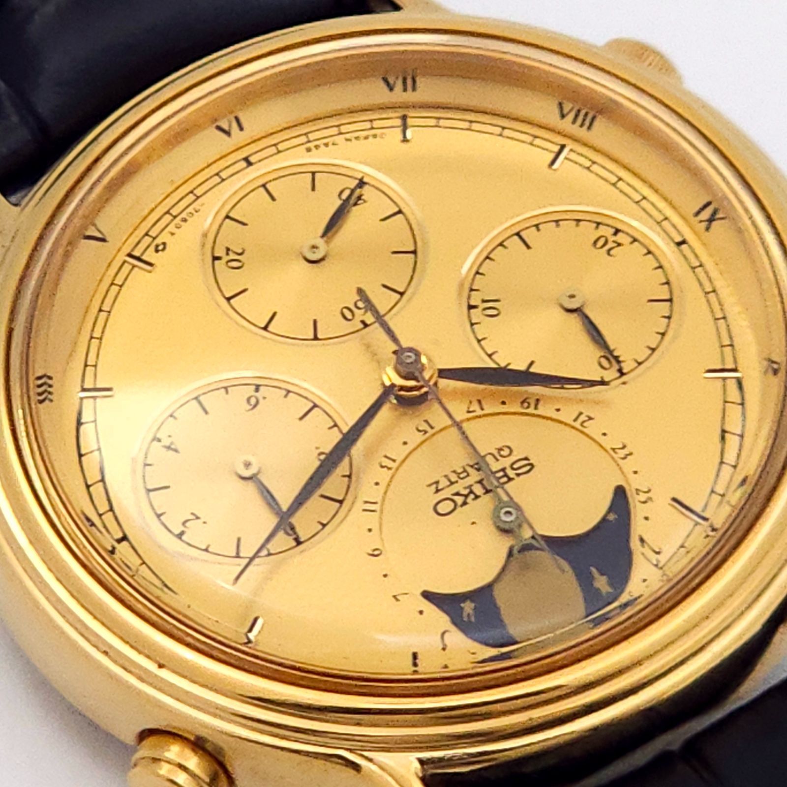 ☆良品 SEIKO セイコー ムーンフェイズ クロノグラフ 7A48-702A QZ