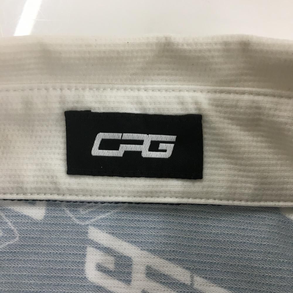 シーピージーゴルフ ノースリーブポロシャツ ネイビー×白 ロゴ総柄