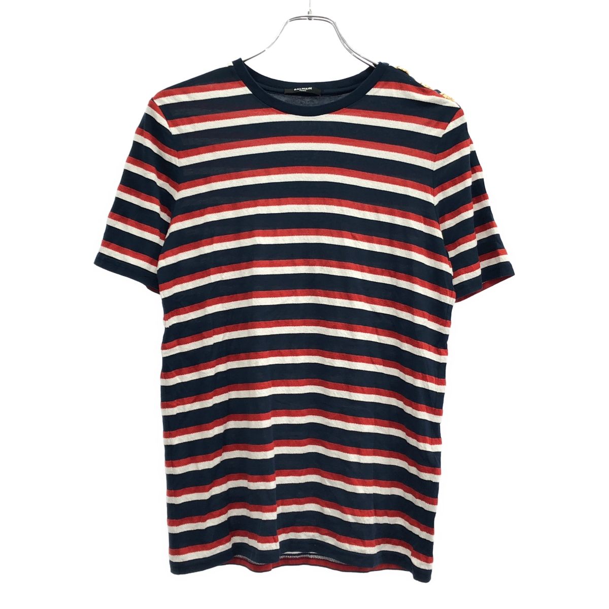 BALMAIN バルマン ショルダーボタンボーダーニットTシャツ BALMAIN バルマン ショルダーボタンボーダーニットTシャツ