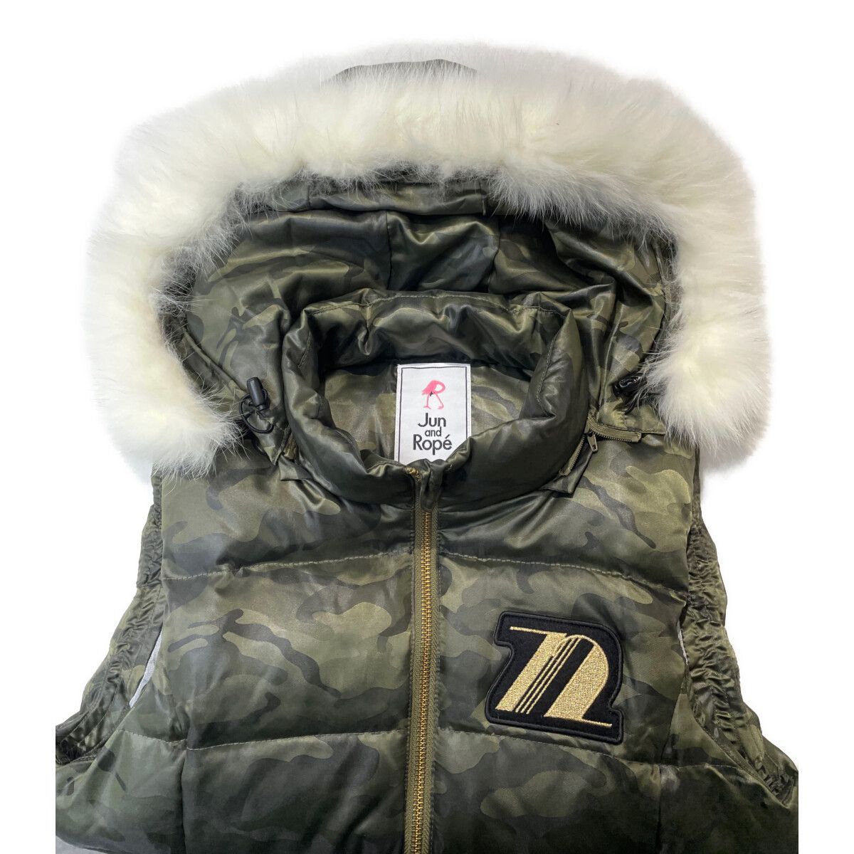 中古 レディース ジュン＆ロペ JUN&ROPE ダウンベスト M カーキ ダブル