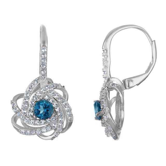 【送料無料】 Designs by Gioelli レディース ピアス・イヤリング アクセサリー Designs by Gioelli Sterling Silver Gemstone Love Knot Leverback Earrings London B