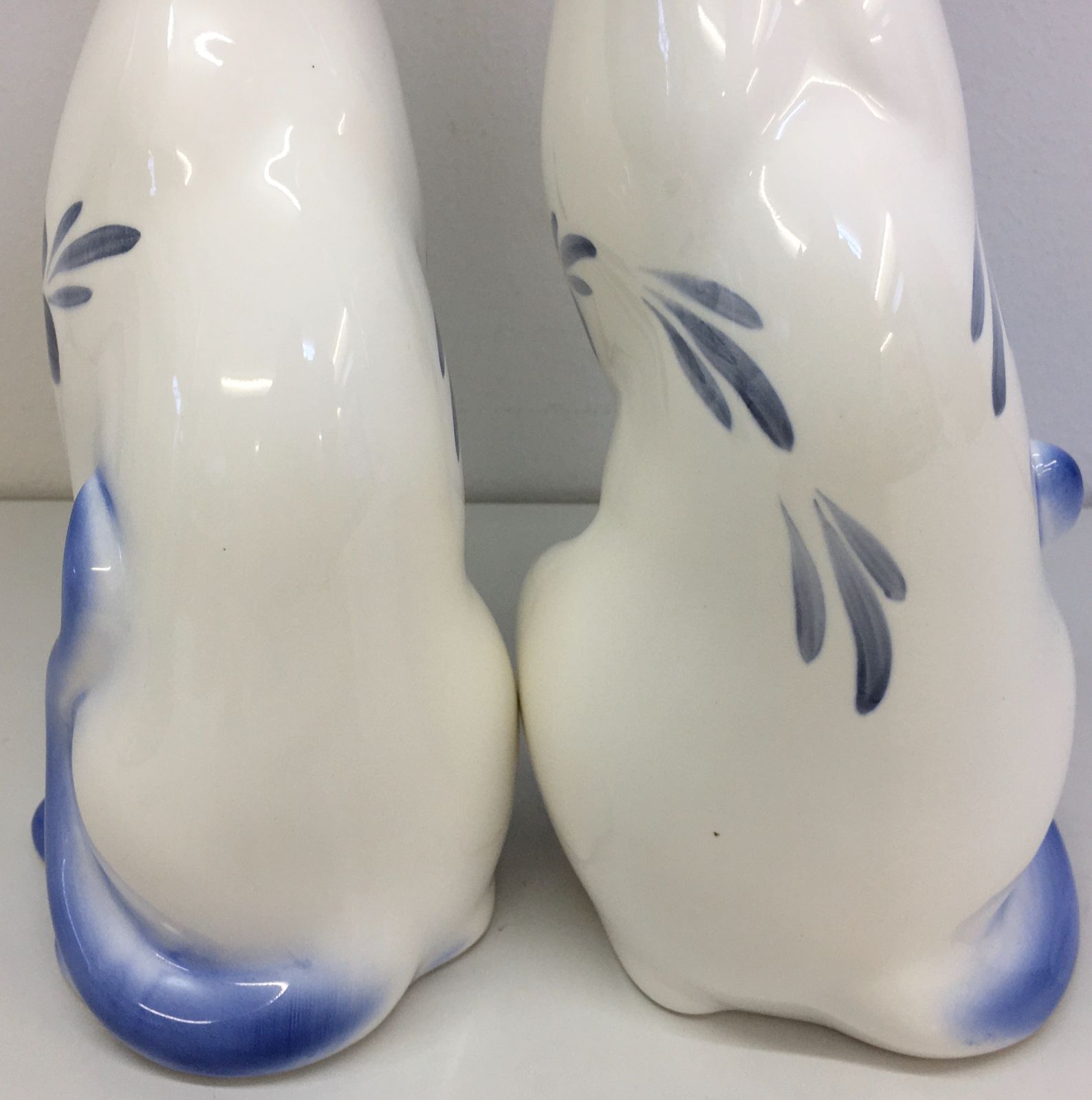 ○ねこの置物 ネコ 猫 花 陶器 昭和レトロ かわいい 夫婦 2匹セット