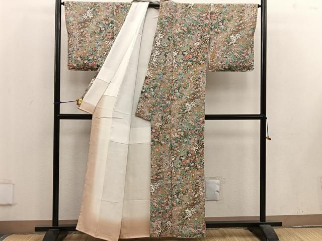 平和屋着物○上質な小紋 丸文 鬼しぼ縮緬 やまと誂製 正絹 逸品