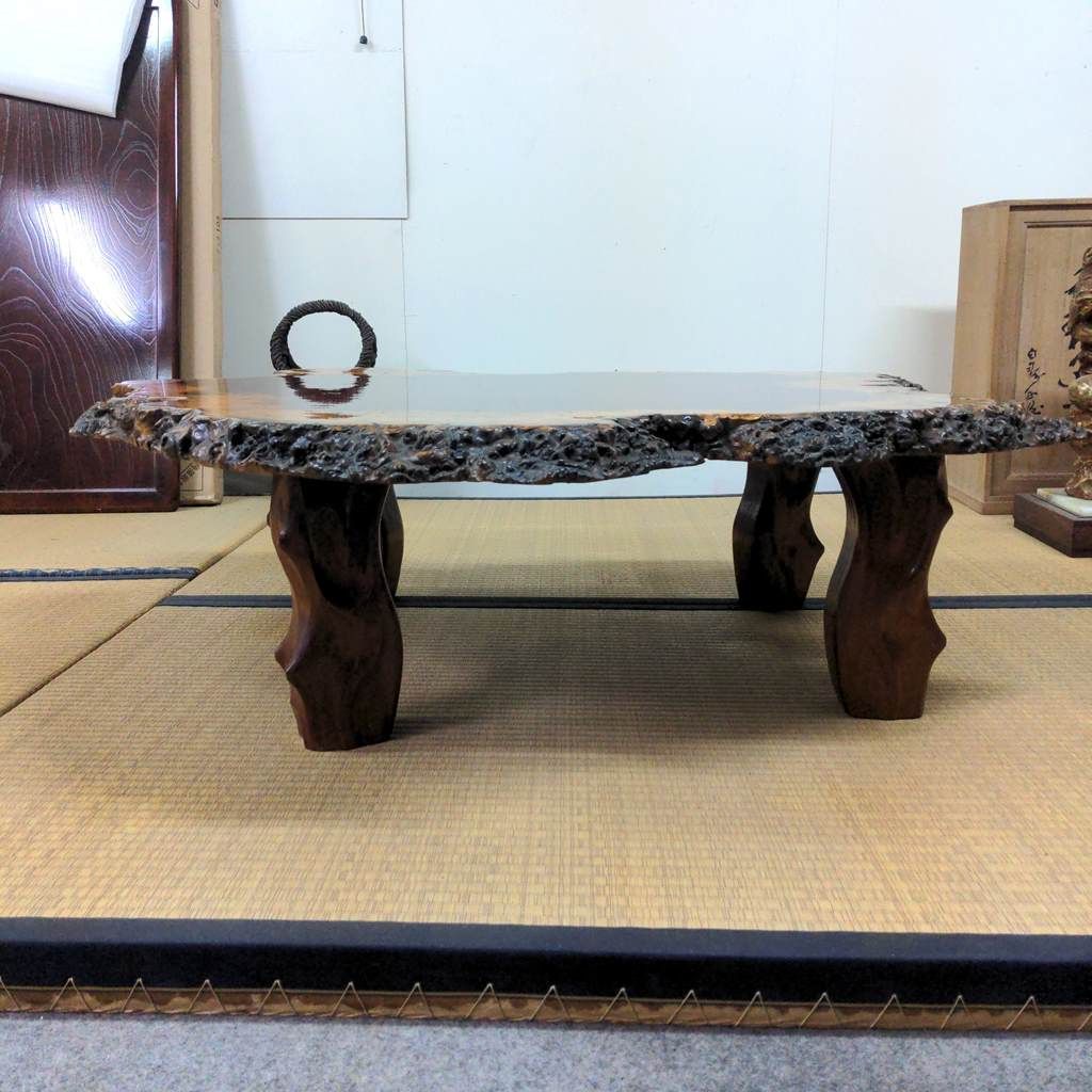 アウトレット 花梨 高級座卓 無垢 こぶ 全長113cm - メルカリ