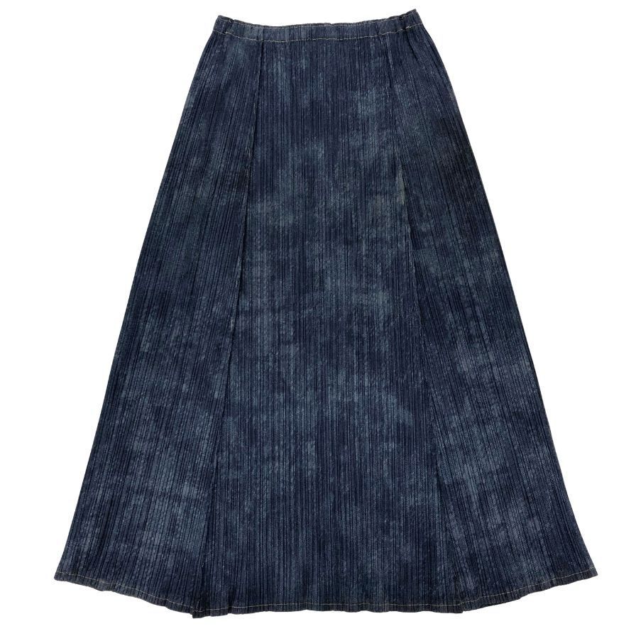 PLEATS PLEASE☆イッセイミヤケ デニム転写ロングスカート ♪♪ISSEY