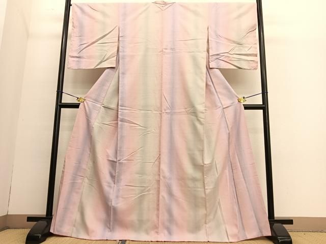 平和屋着物○紅花紬 米沢 間道 やまと誂製 正絹 逸品 未使用