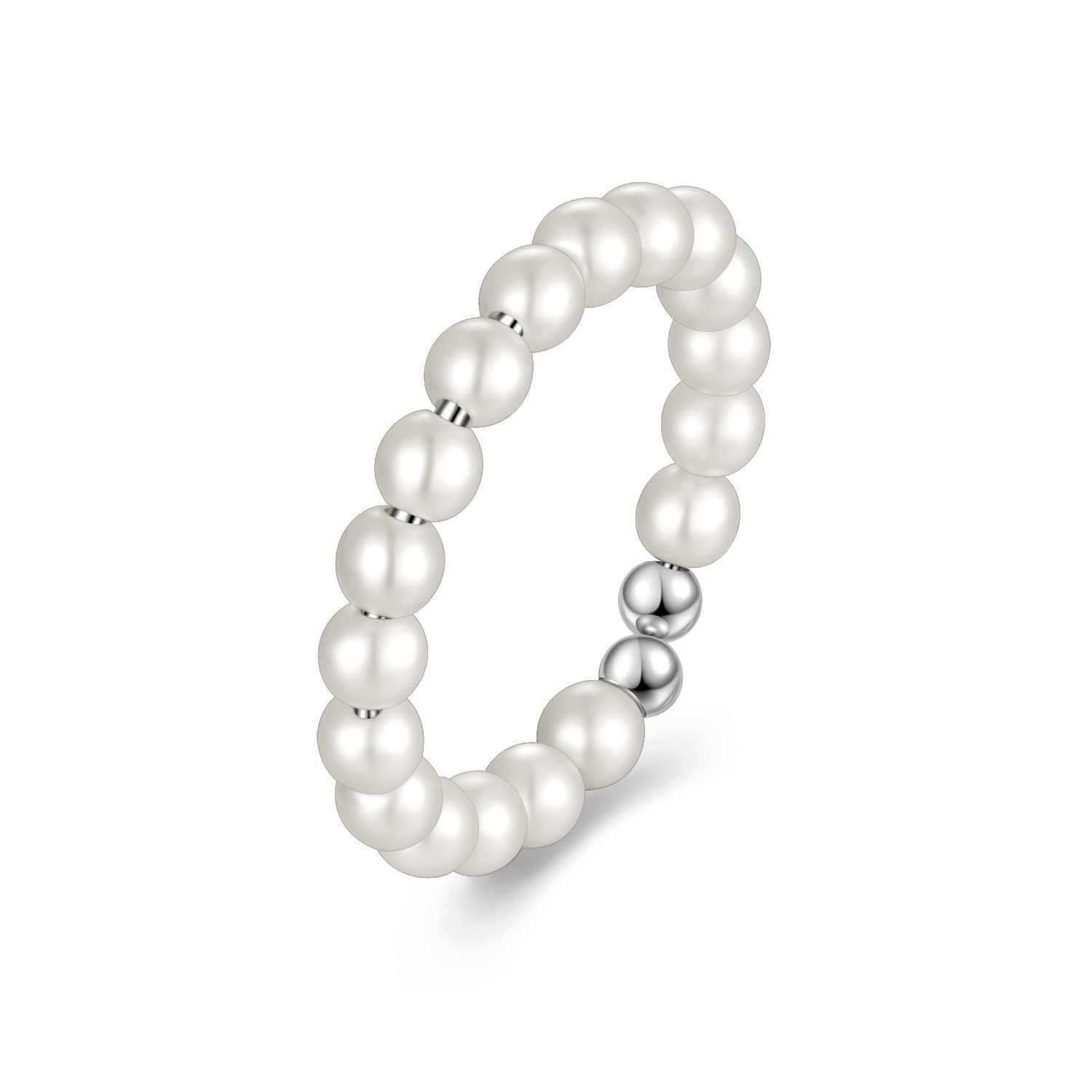 数量 重ね付け ファッション 金属アレルギー対応 プレゼント 貝パール シルバー925 調整 リング 女性 ビーズ 天使の輪 入学式 結婚式 ジュエリー レディース 指輪 パール FH.bird