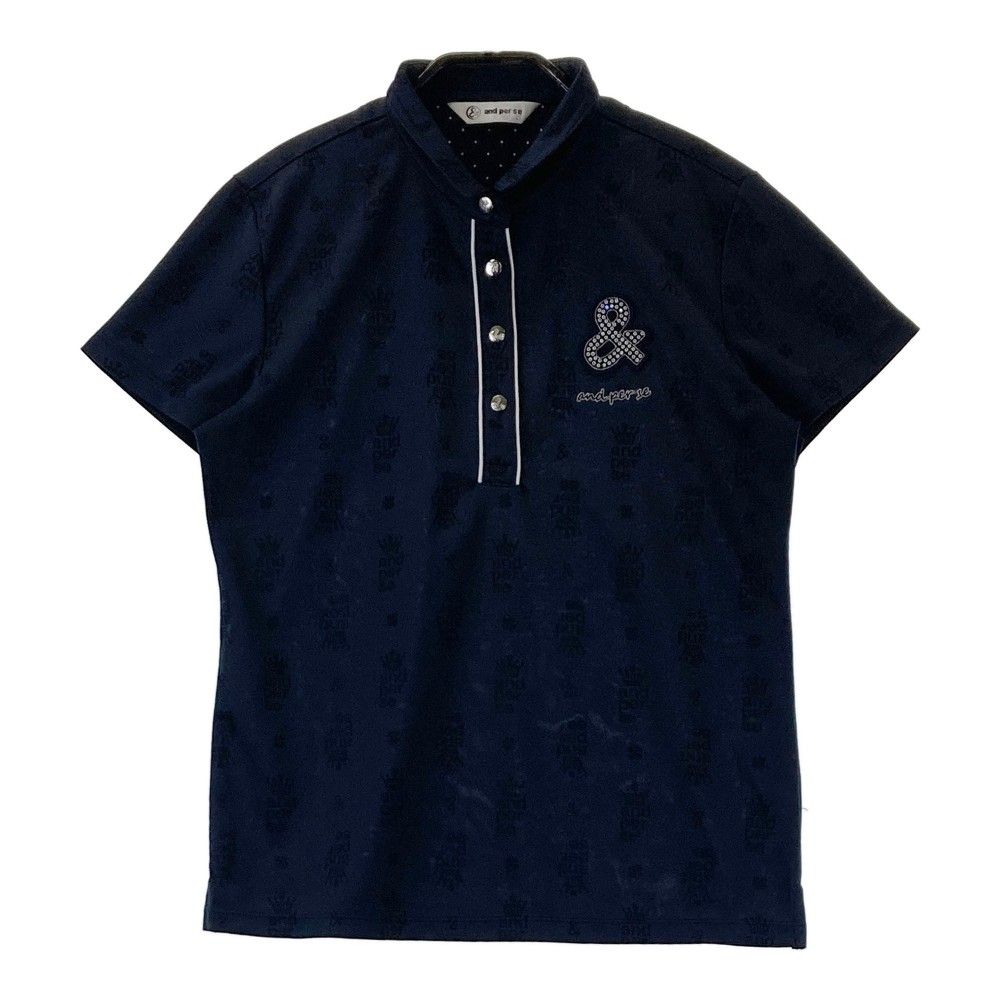 coco 中古 アンパスィ and per se メンズ 半袖ポロシャツ L ブルー系 総柄 中古 メンズ アンパスィ and per se 半袖ポロシャツ L ブルー系
