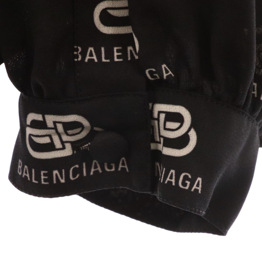 BALENCIAGA (バレンシアガ) WFP ロゴプリント 総柄 ボウカラー ダブルスリーブ 長袖シャツ ブラウス ブラック レディース  595068 TIL21 - メルカリ