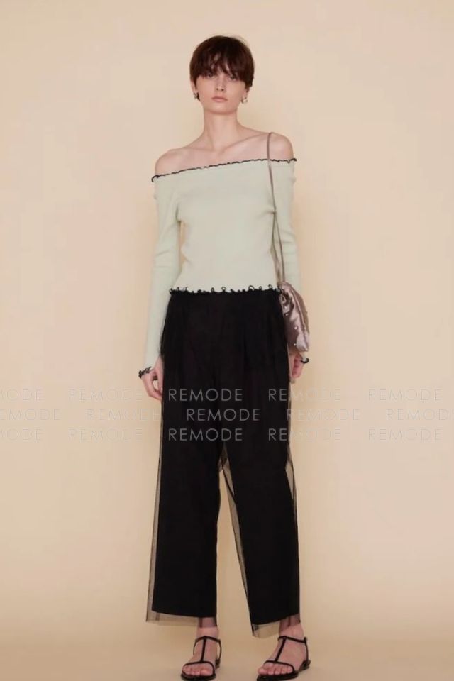 新品SeaRoomlynn Tulle Layeredストレートパンツ M Tulle Layeredストレートパンツ