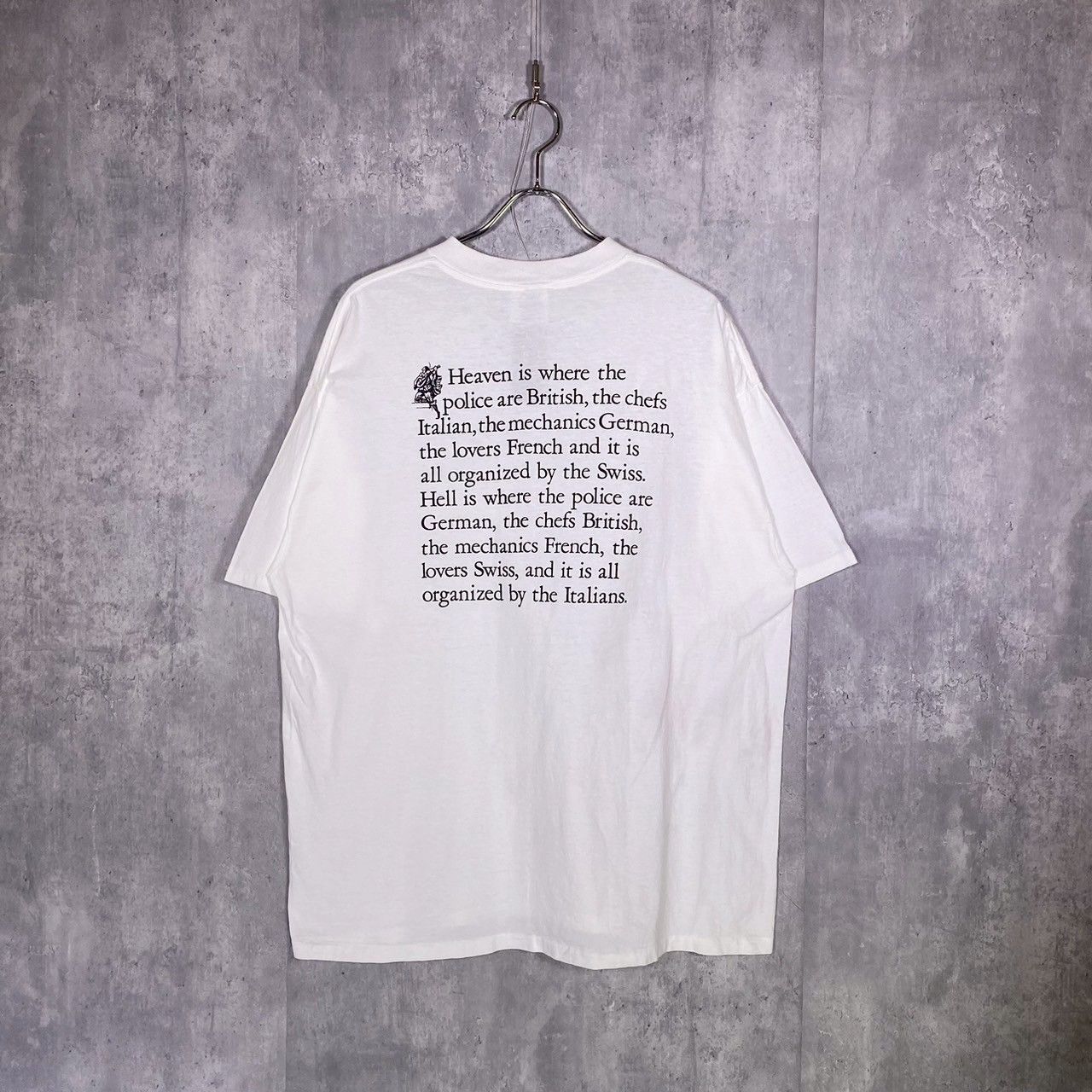 ONEITA グラフィック　tシャツ　白　シングルステッチ　アート 90s USA製 切手 アート Tシャツ シングルステッチ ONEITA XL