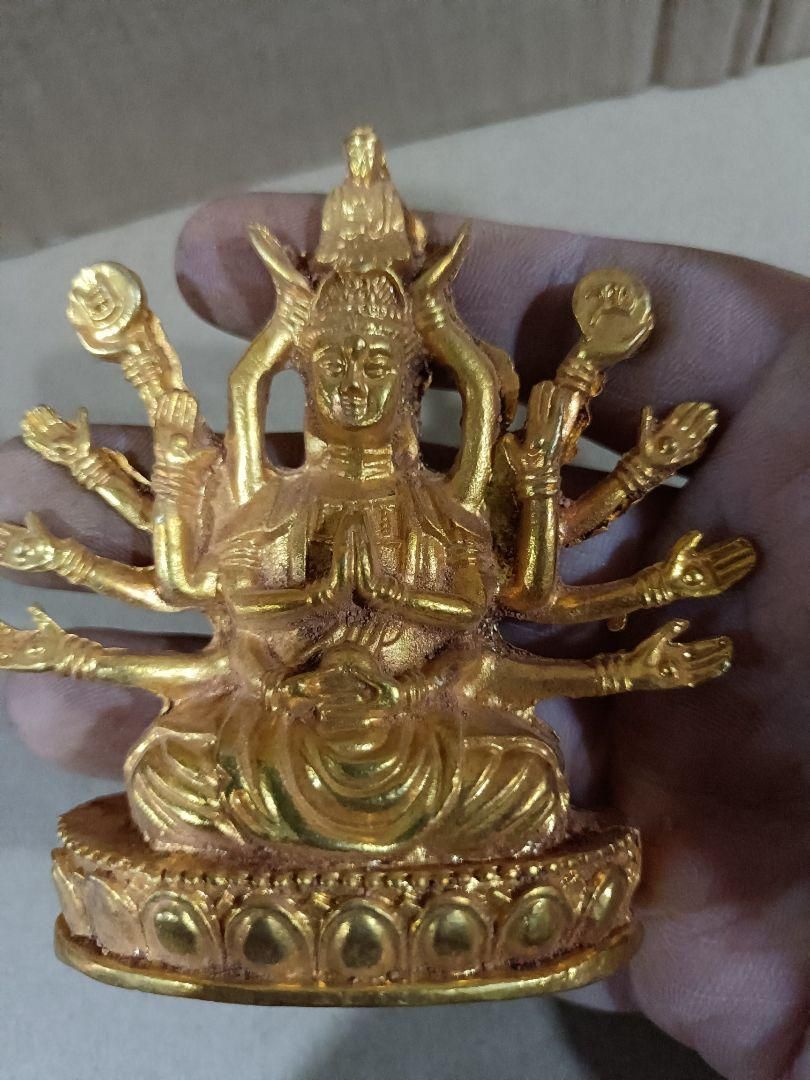 仏教美術 銅鍍金 慈眼院千体観音像 仏像 置物 共箱 C R6876