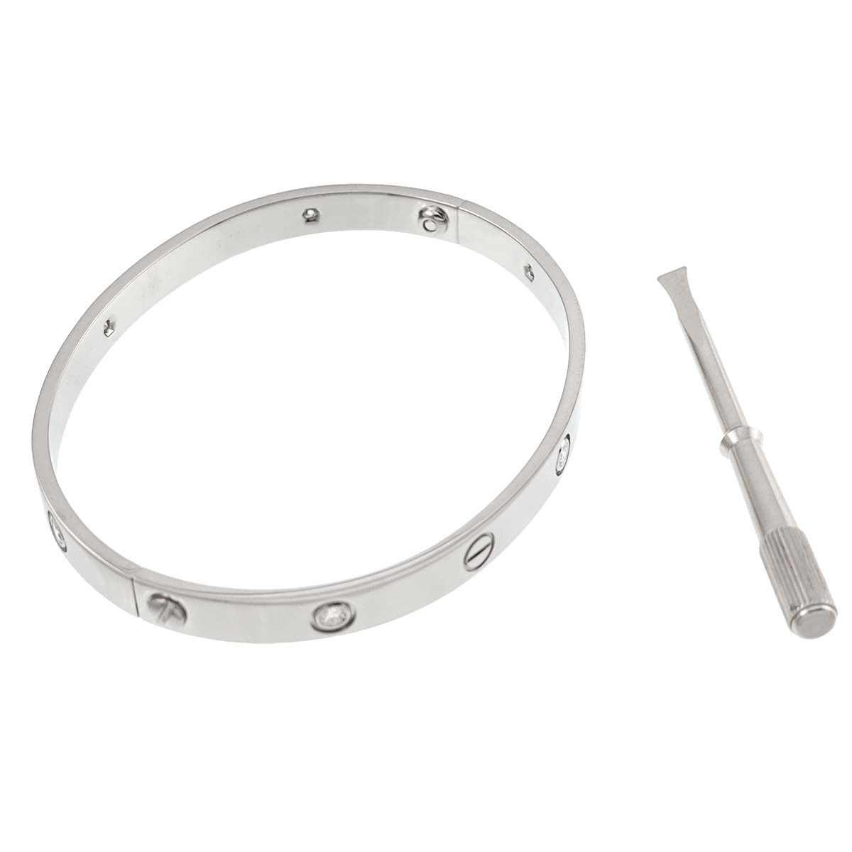 カルティエ Cartier ラブ ブレス #19 ハーフ ダイヤ 4P K18 PG ピンク