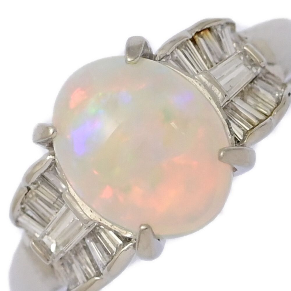 OP1.51ct FD 0.43ct 10月誕生石 1P･オパール･ダイヤモンド リング･指輪 Pt900-7.1g 12号 52 プラチナ プレゼント 記念日 ♀ S レディース 593906