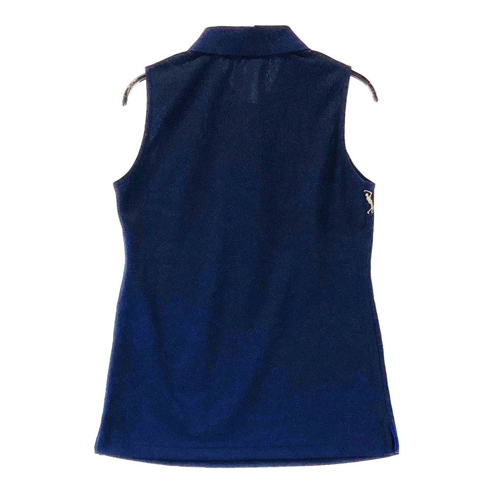 サイズ 36 MARK-LONA マークアンドロナ ノースリーブポロシャツ スカル×ロゴ総柄 ネイビー系 240101316921 ゴルフウェア レディース ストスト