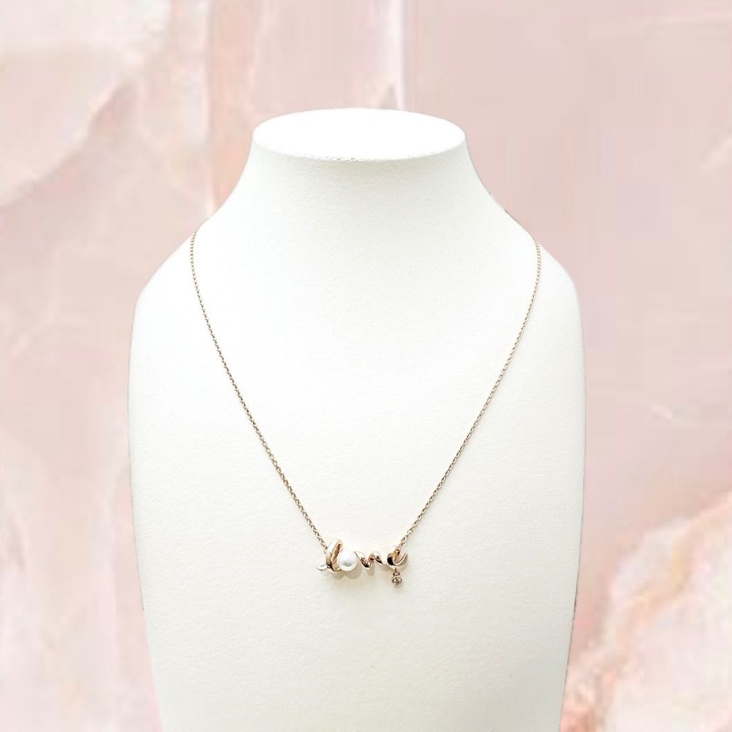 美品🌟MIKIMOTO パール Love ピンクゴールド ネックレス 約43cm