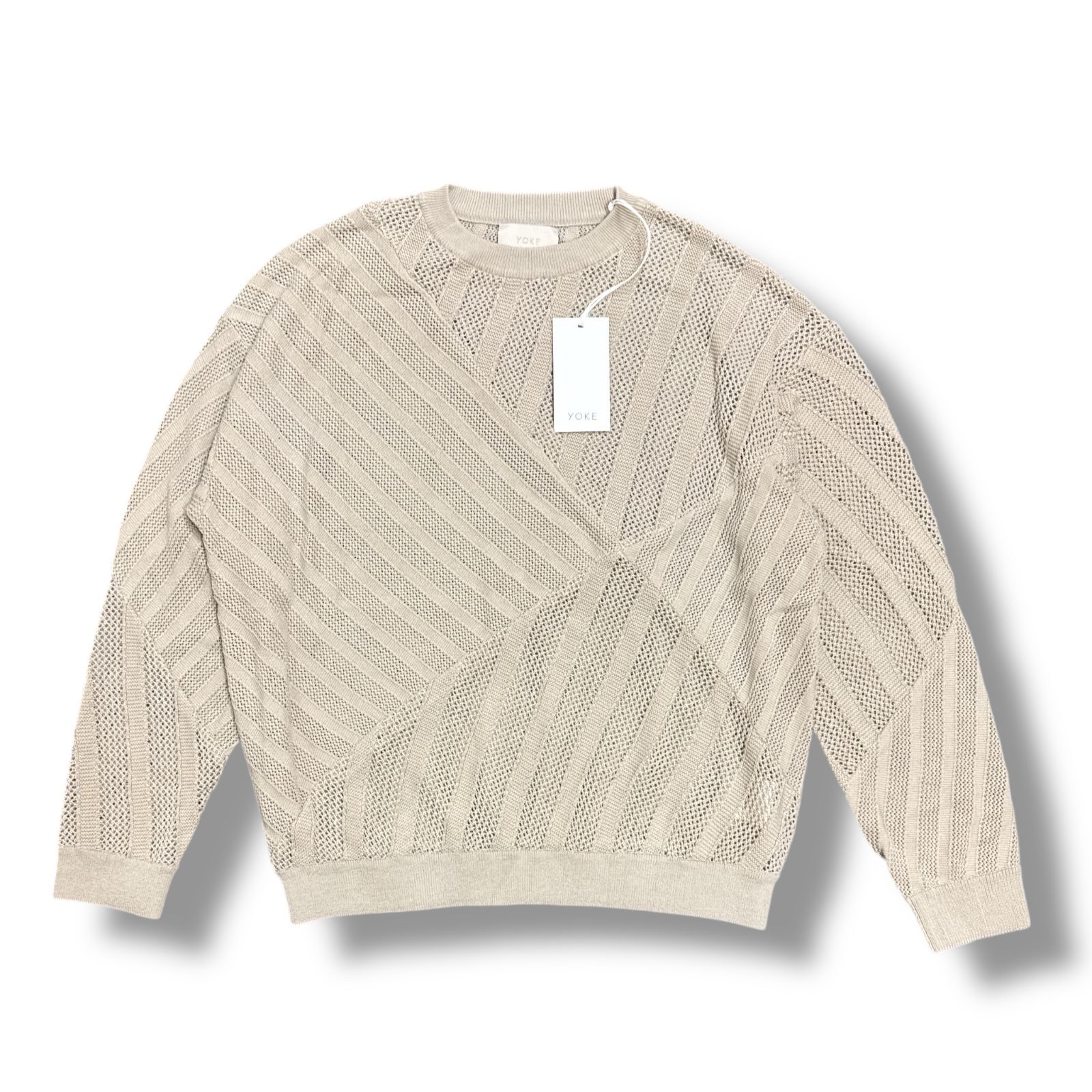 YOKE 24SS MESH STRIPE CREWNECK SWEATER