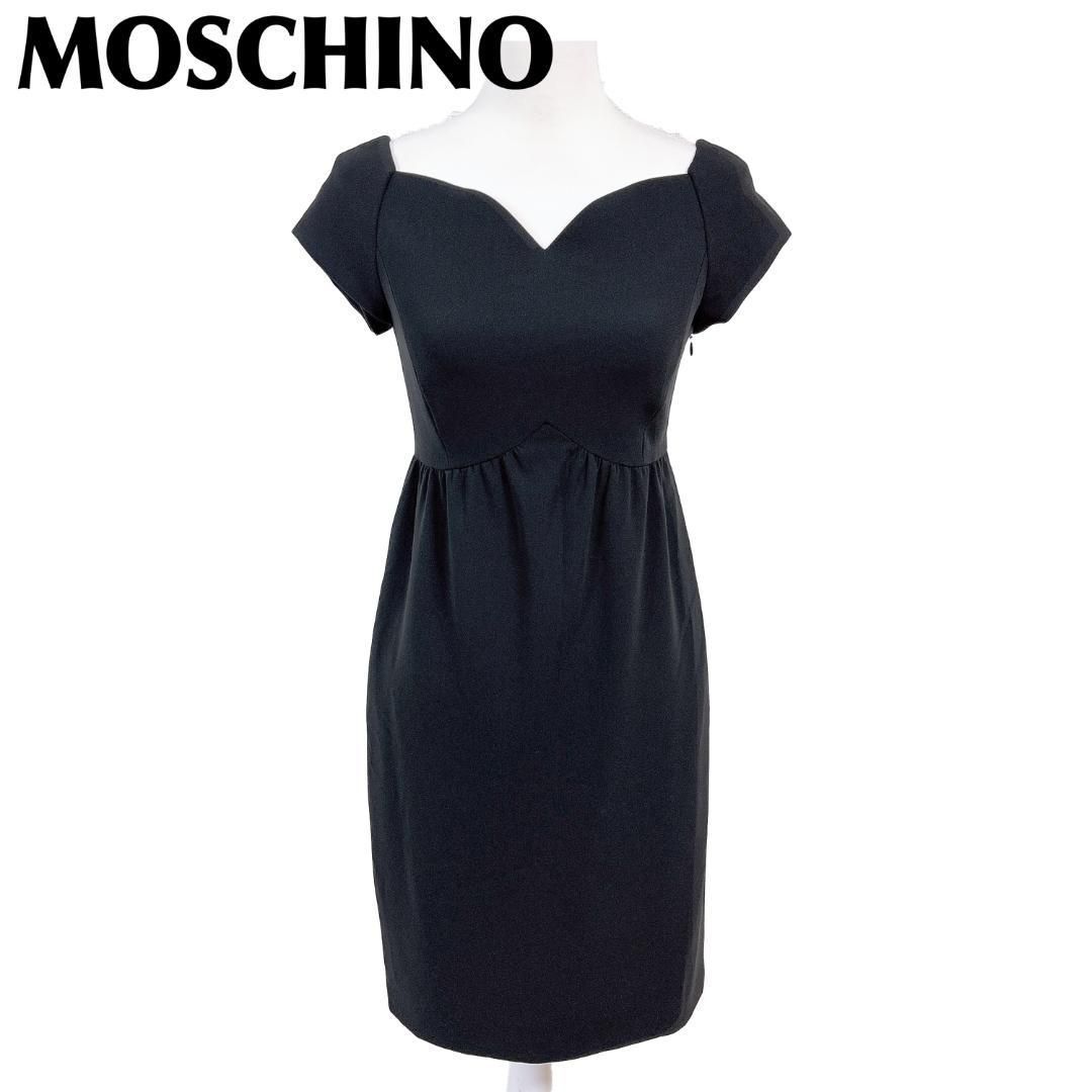 モスキーノ 半袖ワンピース ドレス I38 シャギー ブラック