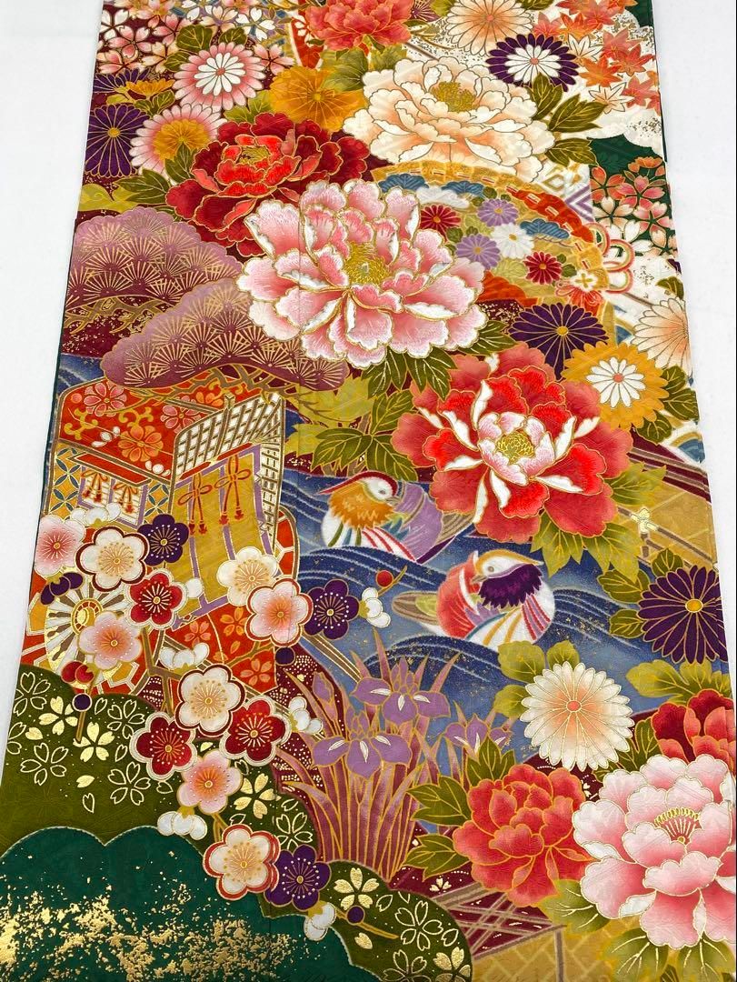 振袖 豪華 刺繍 金駒 金彩 紋意匠 身丈175cm 撥水加工済 トールサイズ