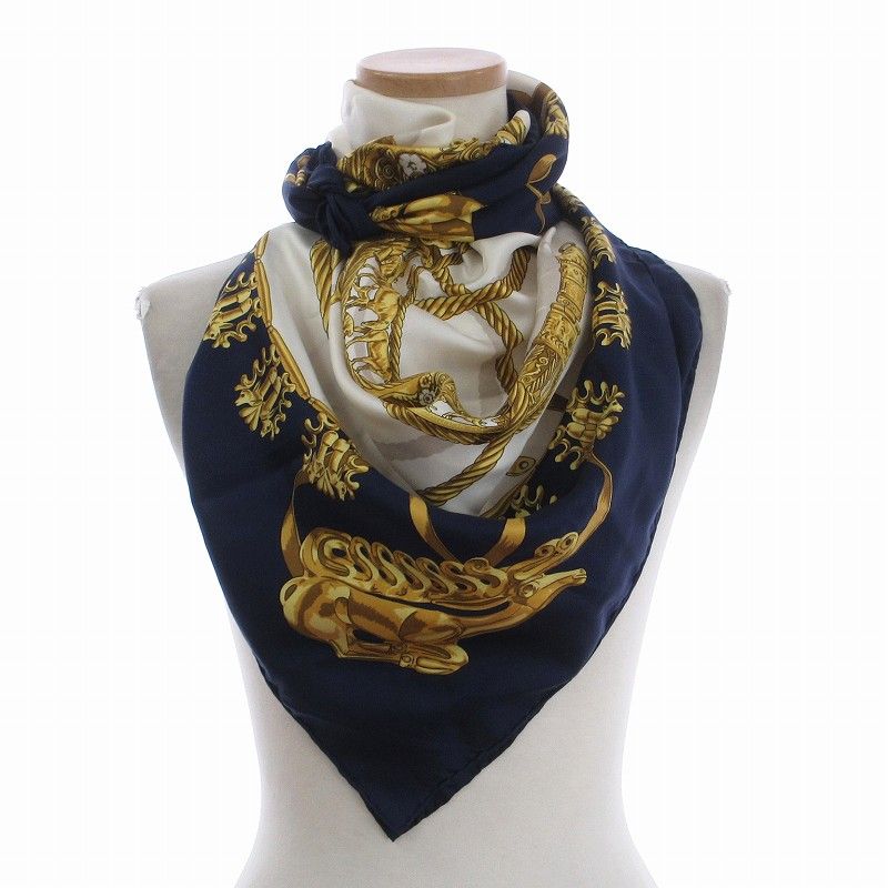 エルメス HERMES カレ90 les cavaliers d'or 黄金の騎士 スカーフ 大判