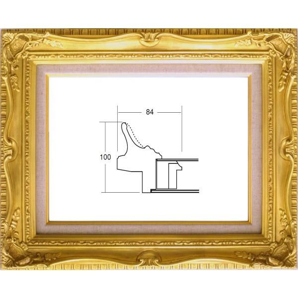 額縁 油彩額縁 油絵額縁 木製フレーム 見にくい ルイ式角花ニ段 サイズF15
