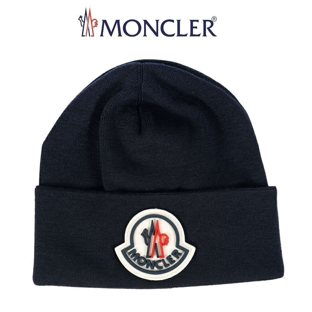 62 MONCLER 3B00051 男女兼用 ネイビー ニットキャップ - メルカリ