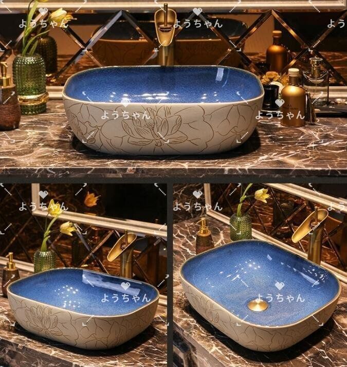 洗面ボウルセット　洗面ボール 陶器 手水鉢 手洗器 手洗い鉢 排水金具 蛇口付き 新品☆高級感溢れる☆高品質 洗面ボウルセット 洗面ボール 陶器