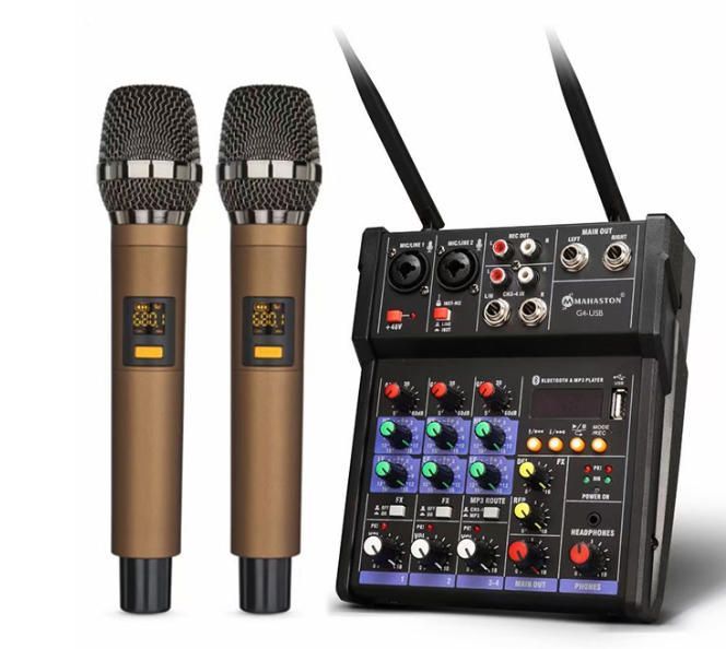 4路小型調律台一ドラッグ二無線マイク一体型bluetoothライブ録音サウンドカード