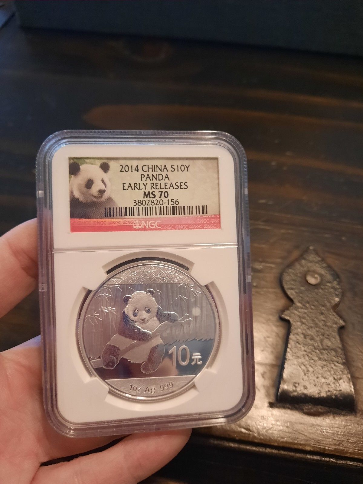 2014 CHINA EARLY RELEASES CHINESE PANDA 1 OZ .999 FINE S10Y NGC MS 70