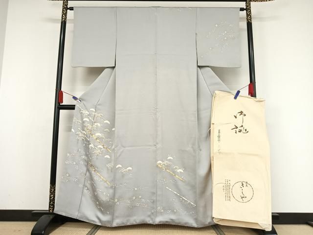 平和屋着物○訪問着 草木文 縞 正絹 逸品 AAAZ0041zg