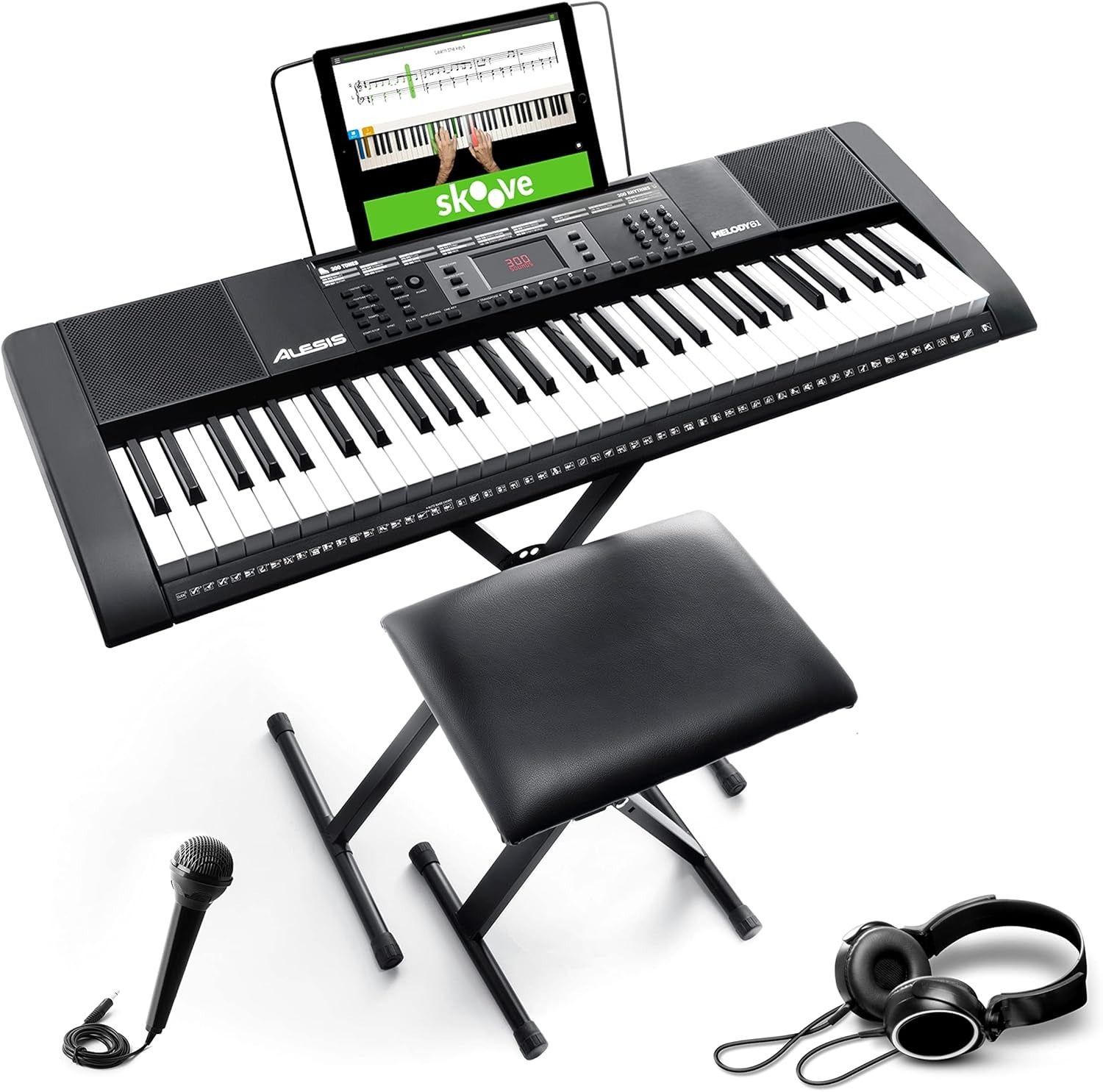 Alesis 電子キーボード 61鍵盤 ヘッドホン スタンド 椅子 コンパクト オンラインレッスン付 Melody 61 MKII