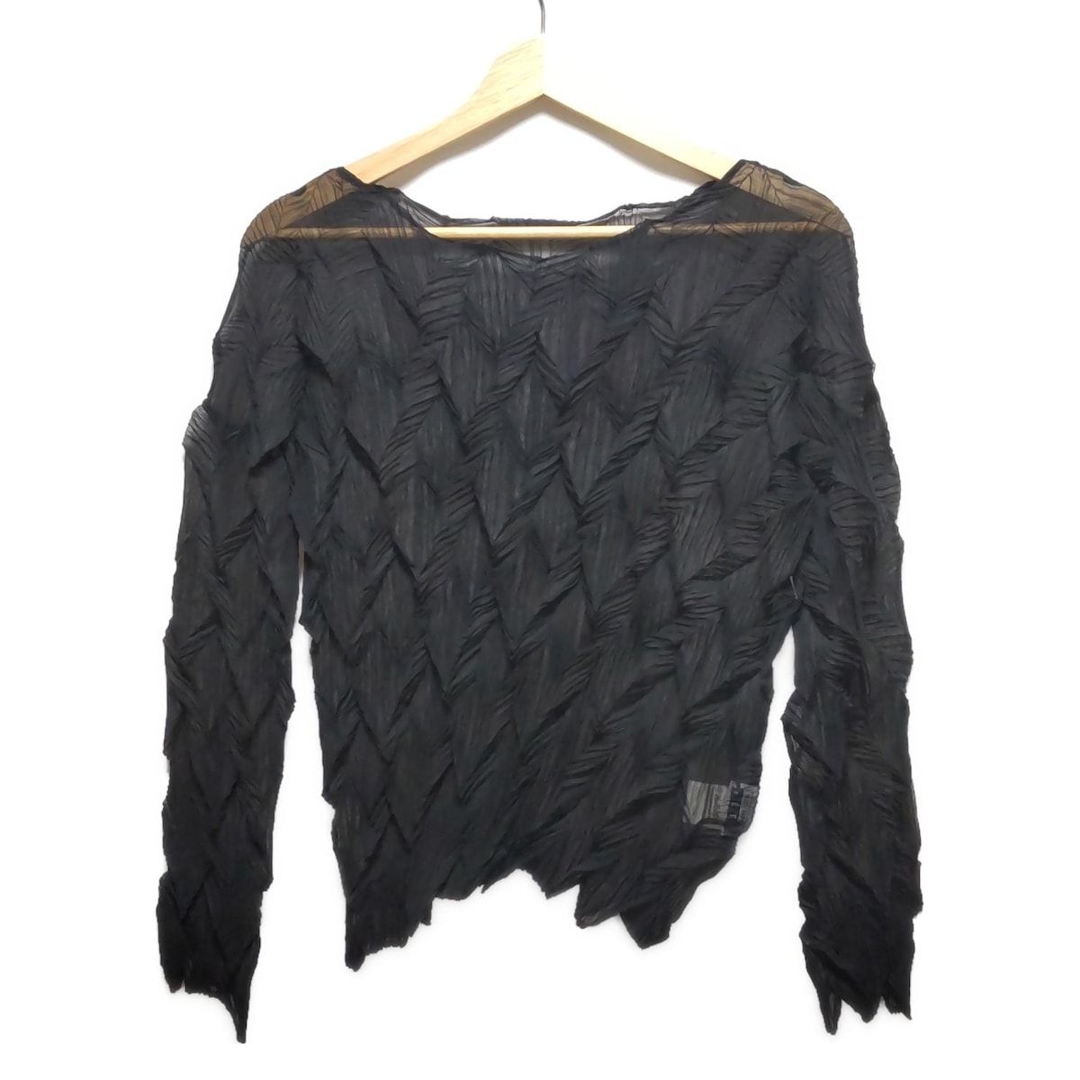 ISSEY MIYAKE FETE イッセイミヤケフェット 長袖カットソー サイズ2 M レディース - 黒 クルーネック|プリーツ