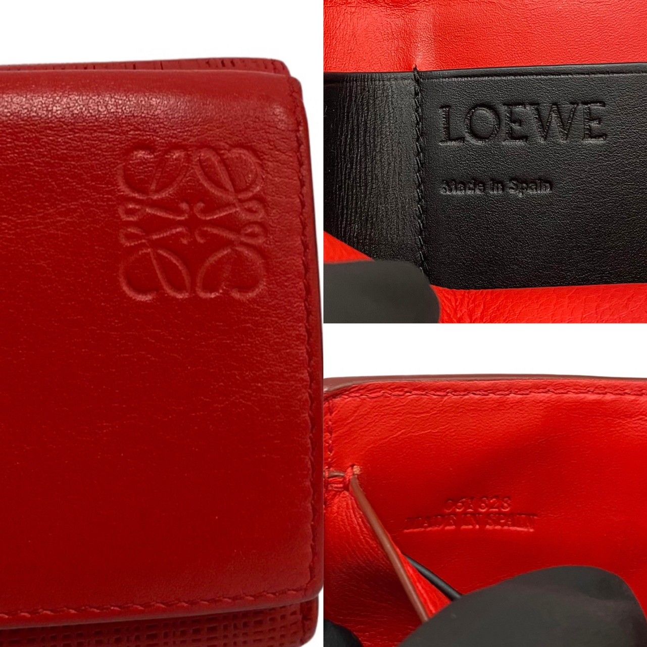 極 美品 希少品 保存袋付き LOEWE ロエベ アナグラム ロゴ レザー 本革