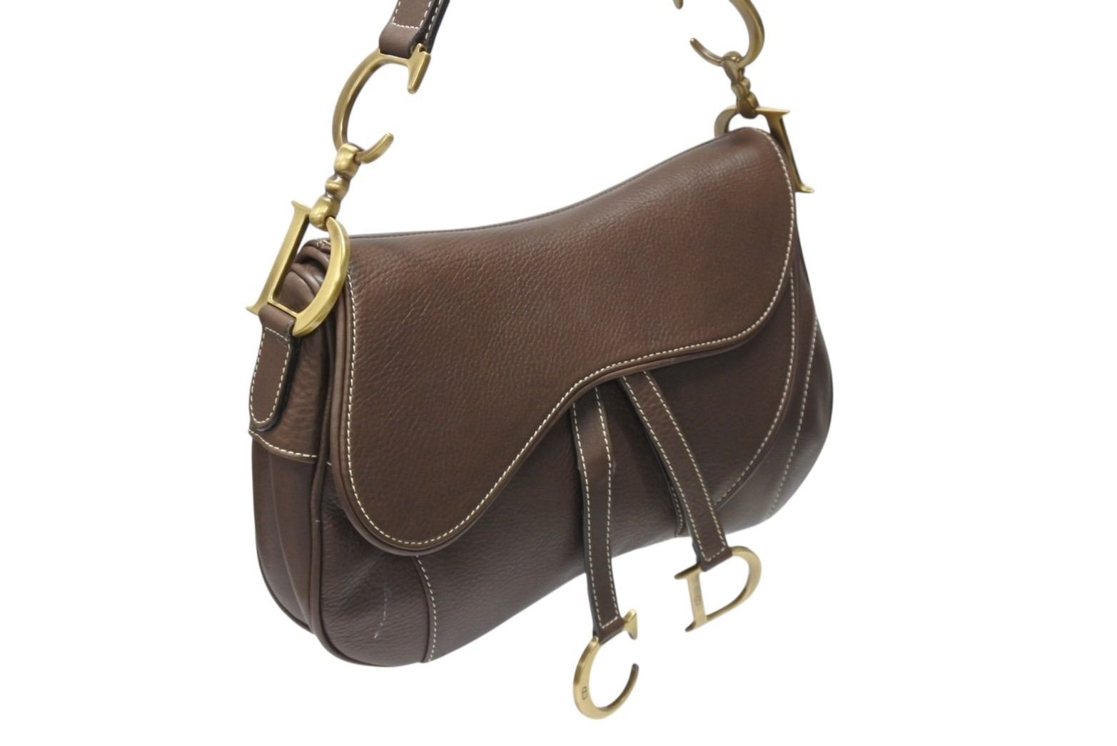 美品】ディオール ストリートシック ショルダー バッグ ブラウン レザー