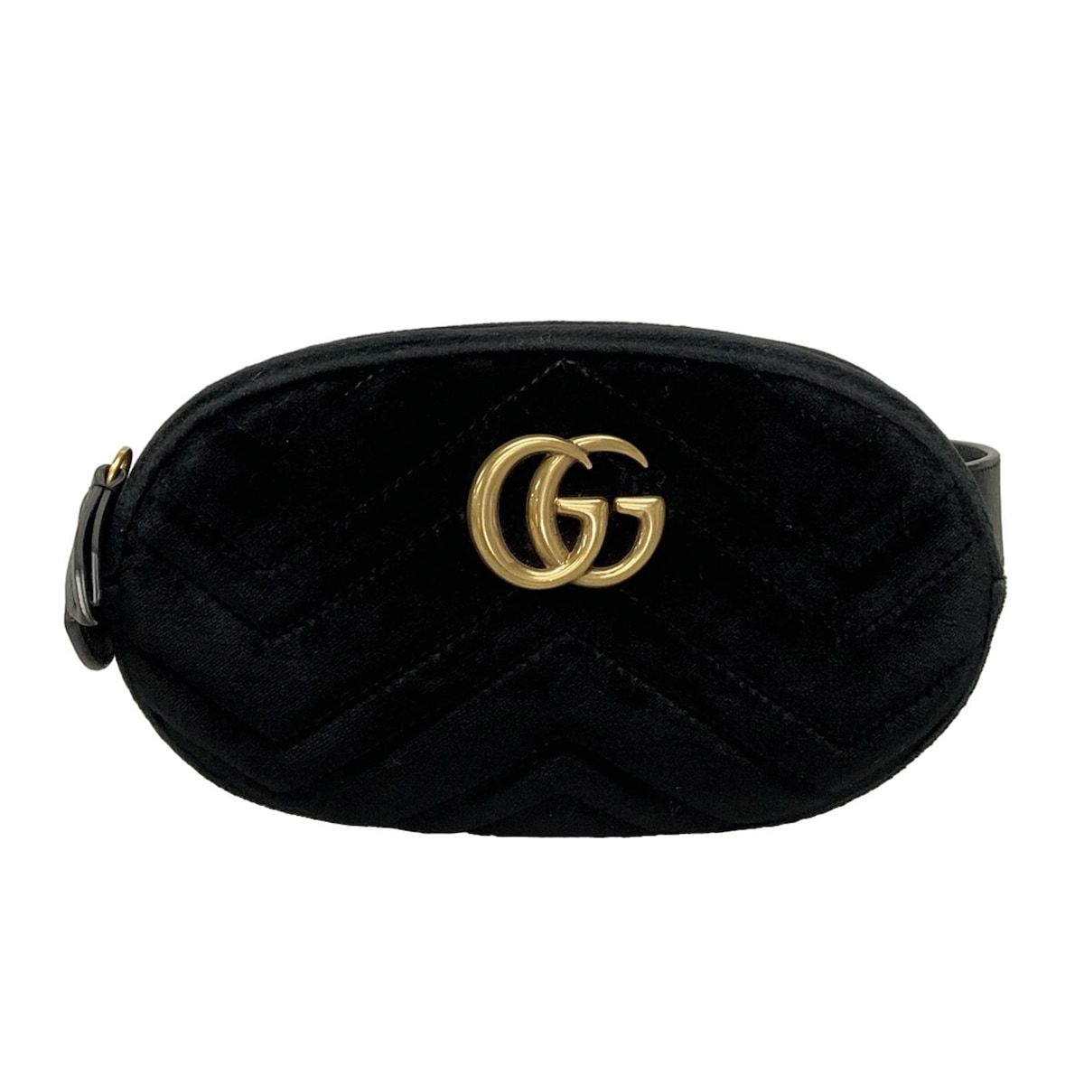 GUCCI グッチ ウエストポーチ GGマーモント 476434 黒 キルティング レザー