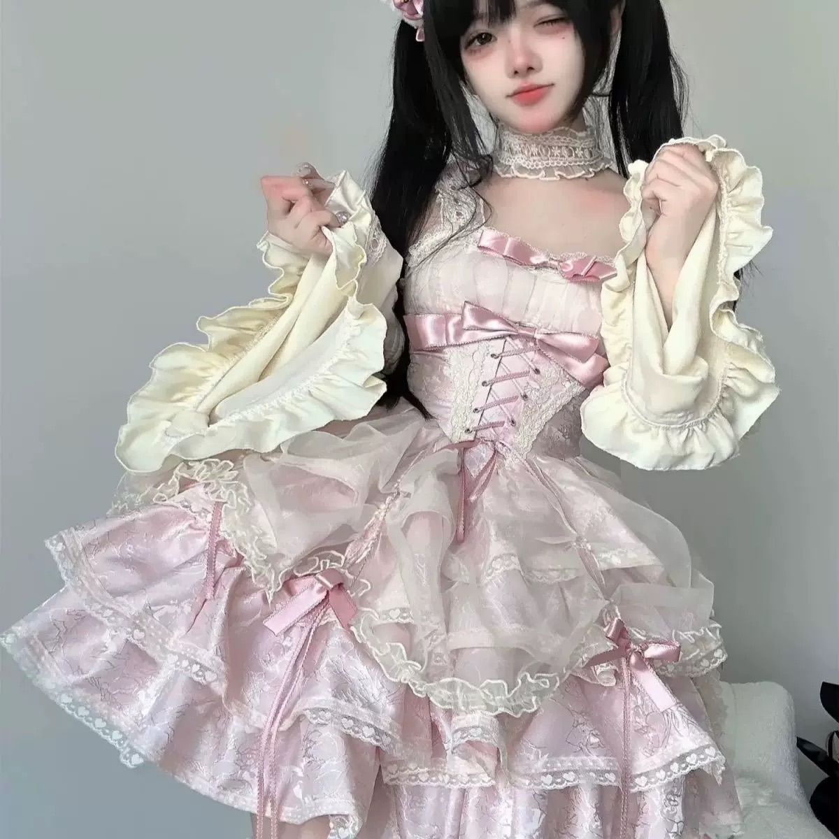 ゴスロリ・ロリータ衣装セット（ピンク・ホワイト） Amazon | ゴスロリィタ Lolita ロリータ服 衣装 洋服 COSMAMA