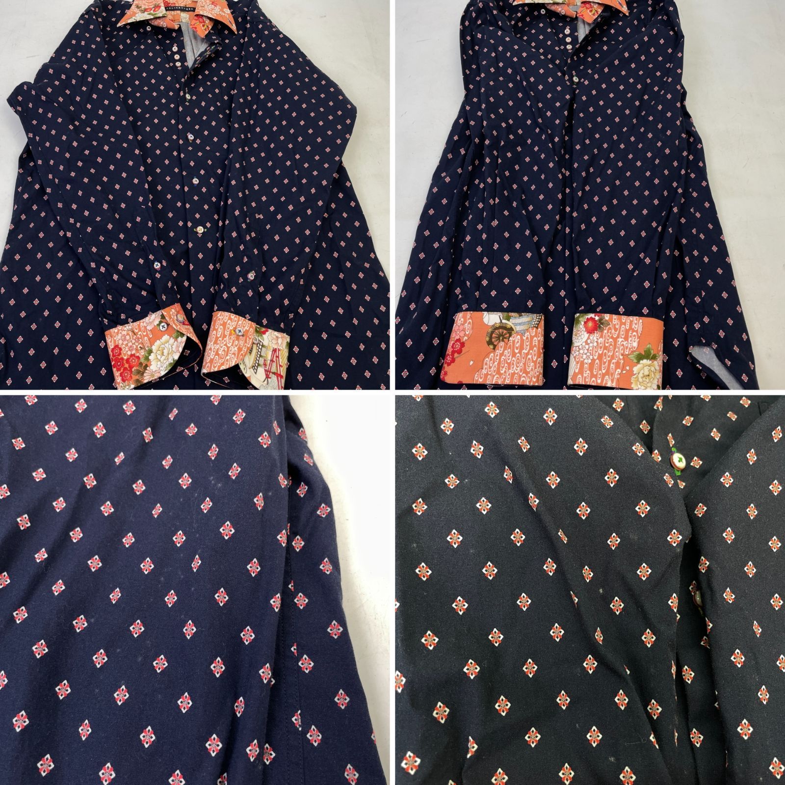 01m2604 LOUIS＆CLERK ルイス＆クラーク 柄シャツ ネイビー L