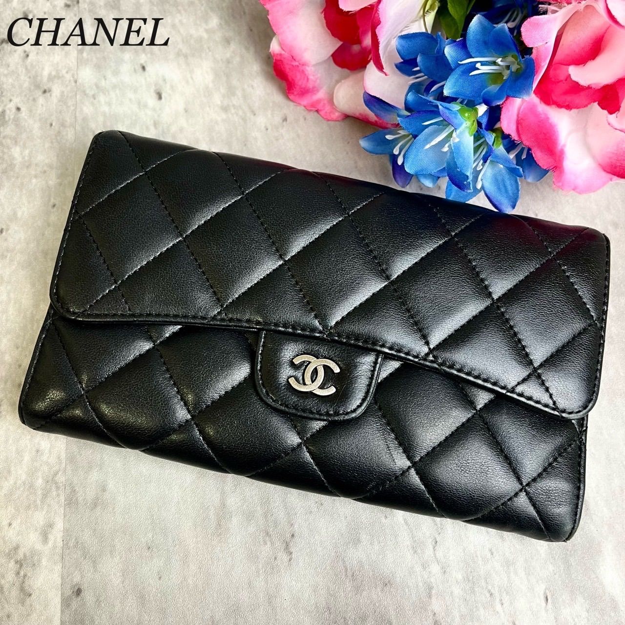 ✨良品✨ CHANEL シャネル 長財布 三つ折り財布 フラップ マトラッセ 