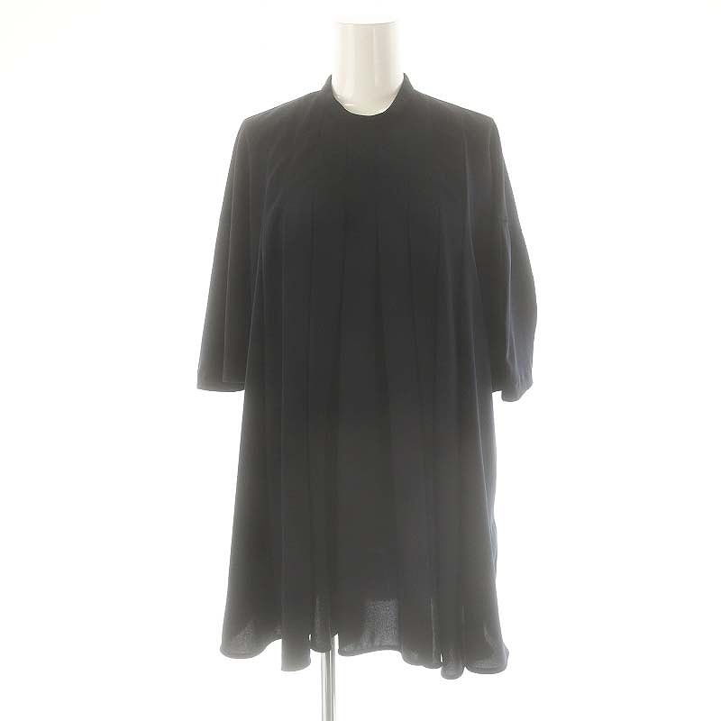 エンフォルド ENFOLD 23SS VOLUME CIRCULAR PULLOVER ブラウス 五分袖 タック 38 ネイビー |ES OS