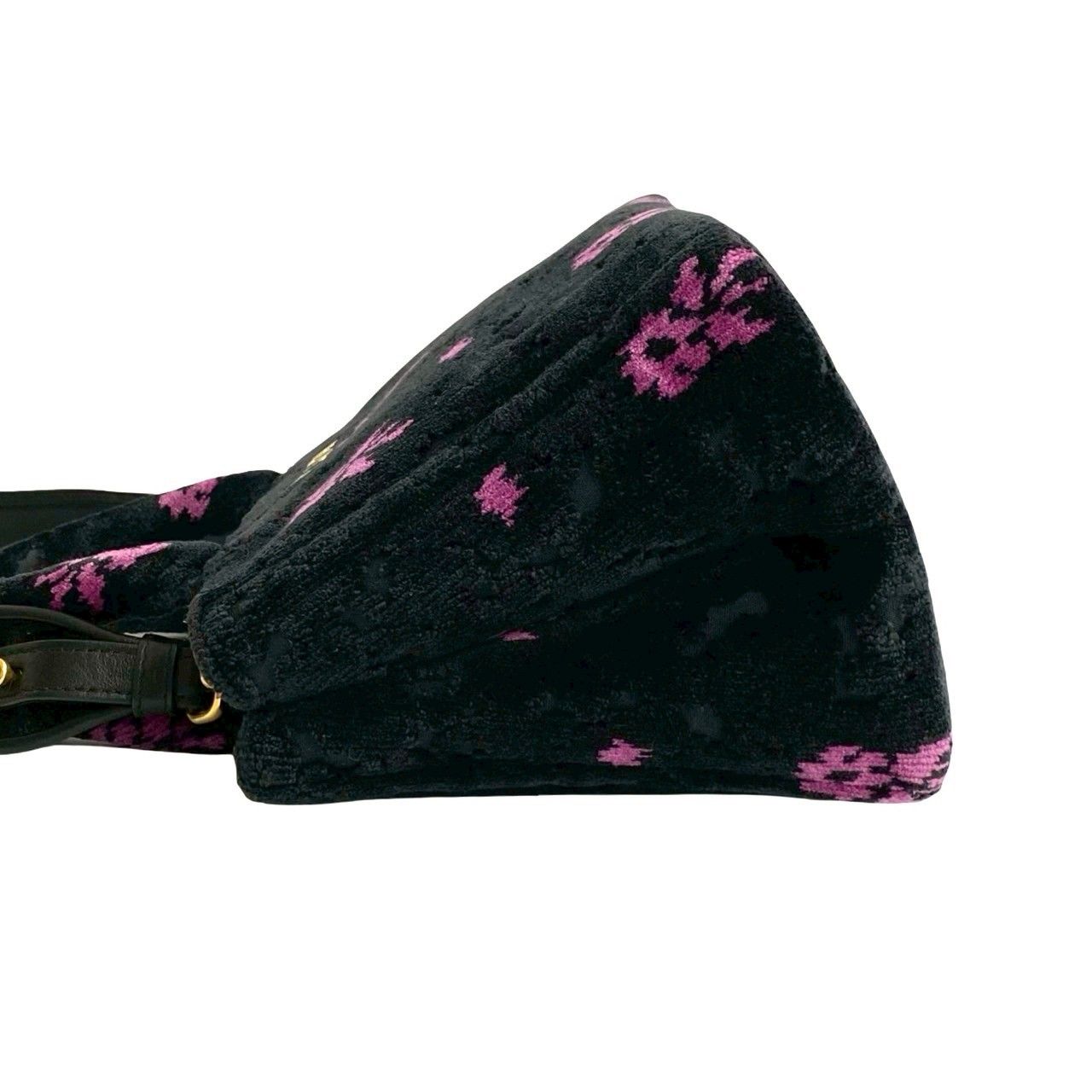 極 美品 PRADA プラダ カナパ ミニ ロゴ 金具 花柄 ベロア 極 美品 PRADA プラダ カナパ ミニ ロゴ 金具 花柄 ベロア