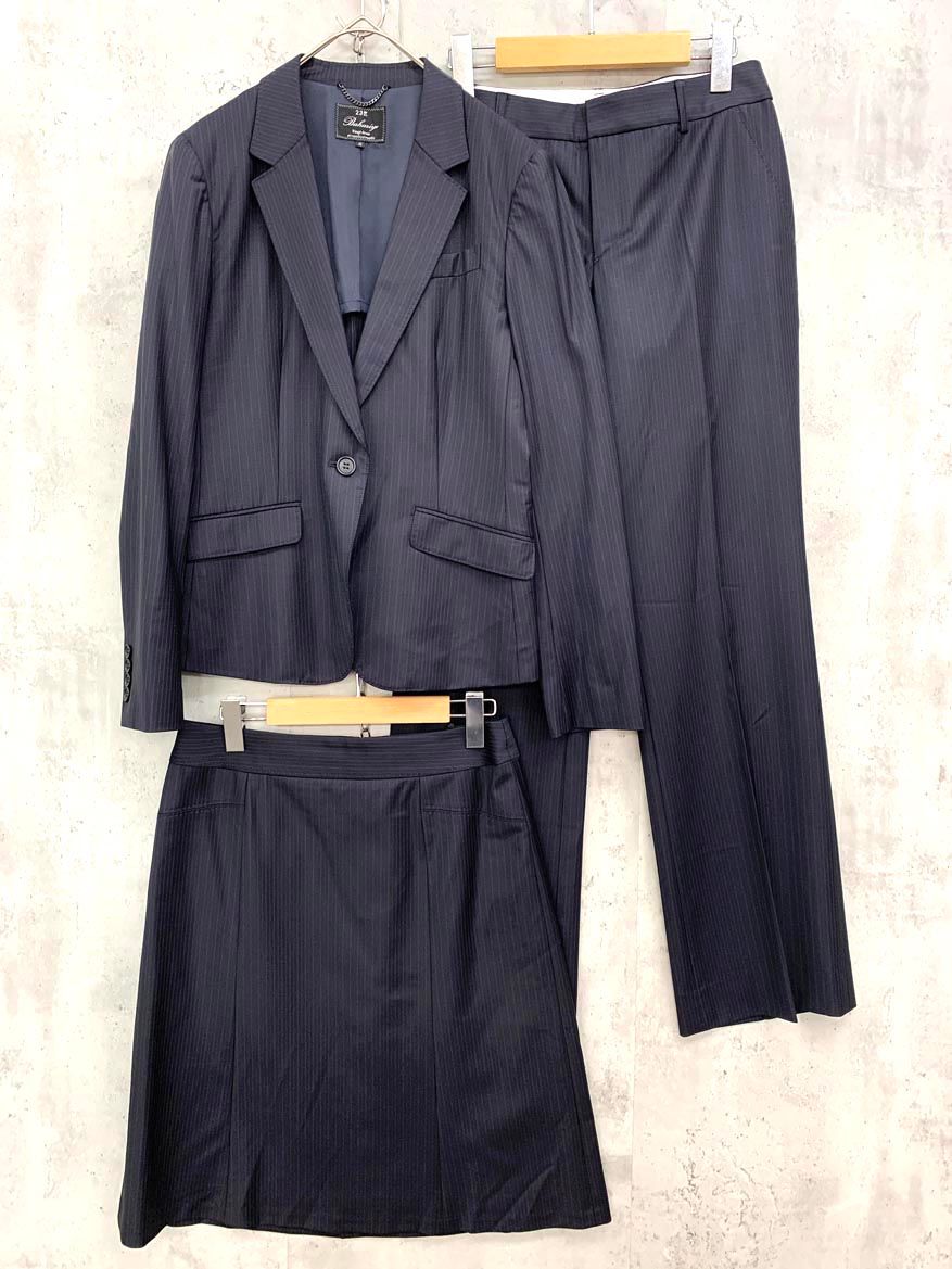 23区 BAHARIYE ニジュウサンク 薄手 オンワード樫山 スカート セットアップ ジャケット パンツ スーツ size40|濃紺 ◎レディース