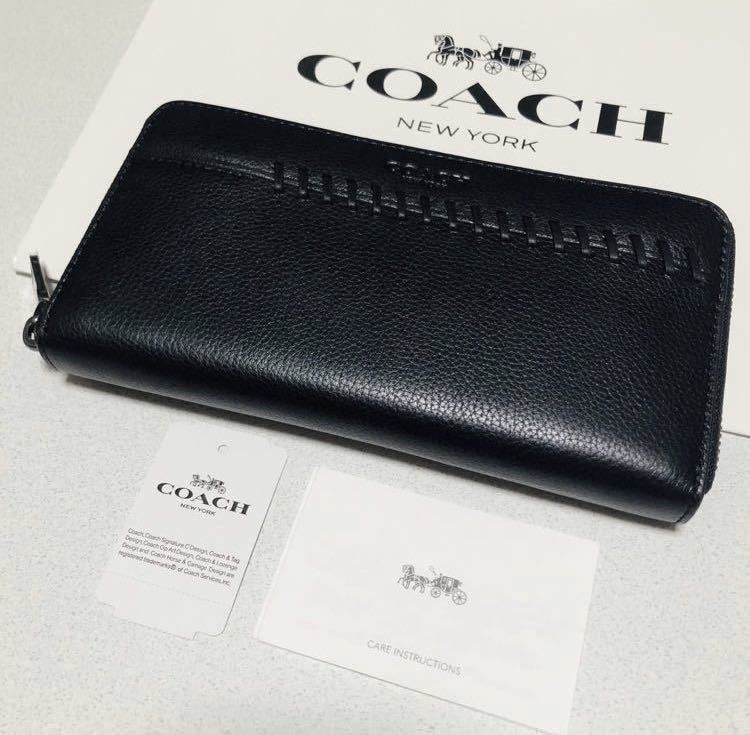 COACH 長財布 ベースボール ステッチ レザー ブラック F21369 コーチ