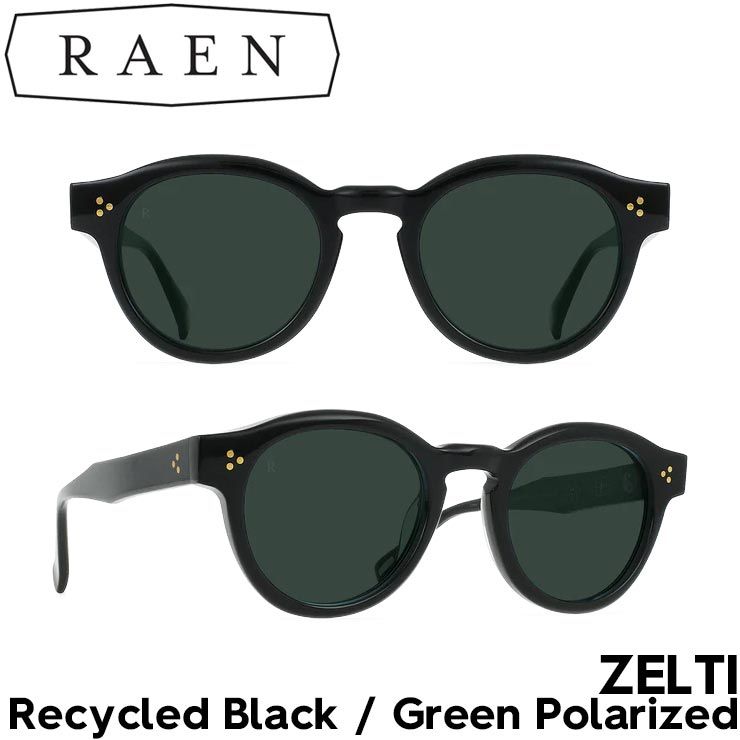 サングラス 偏光レンズ RAEN Optics レーン ZELTI Recycled Black | Green Polarized 100F231ZEL-S762-49 日本代理店