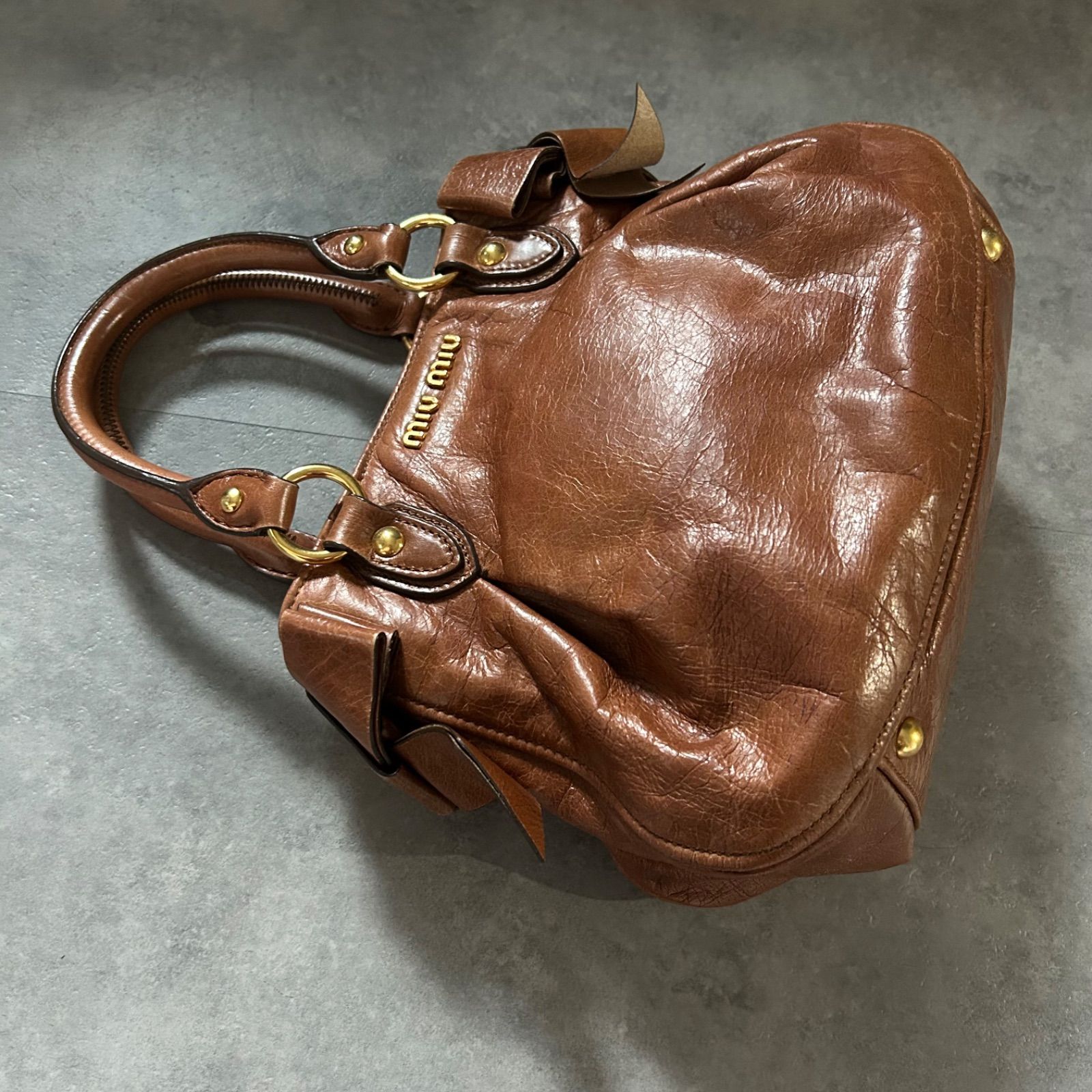 超希少❗️】miu miu レザーハンドバッグ ハンドバッグ ブラウン