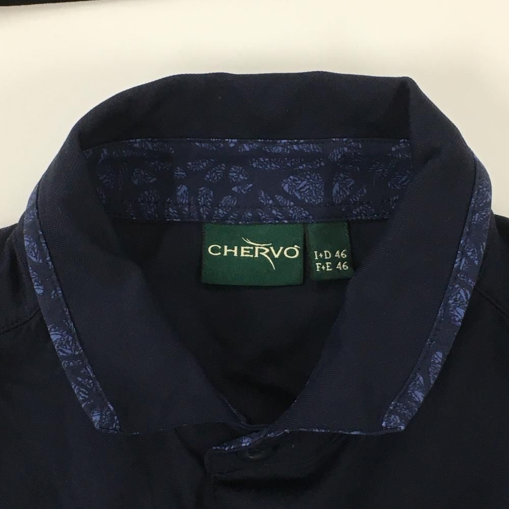 新品未使用　CHERVO ネイビー ポロシャツ サイズ46 ☆特価☆【美品】シェルボ 半袖ポロシャツ ネイビー 襟一部総柄