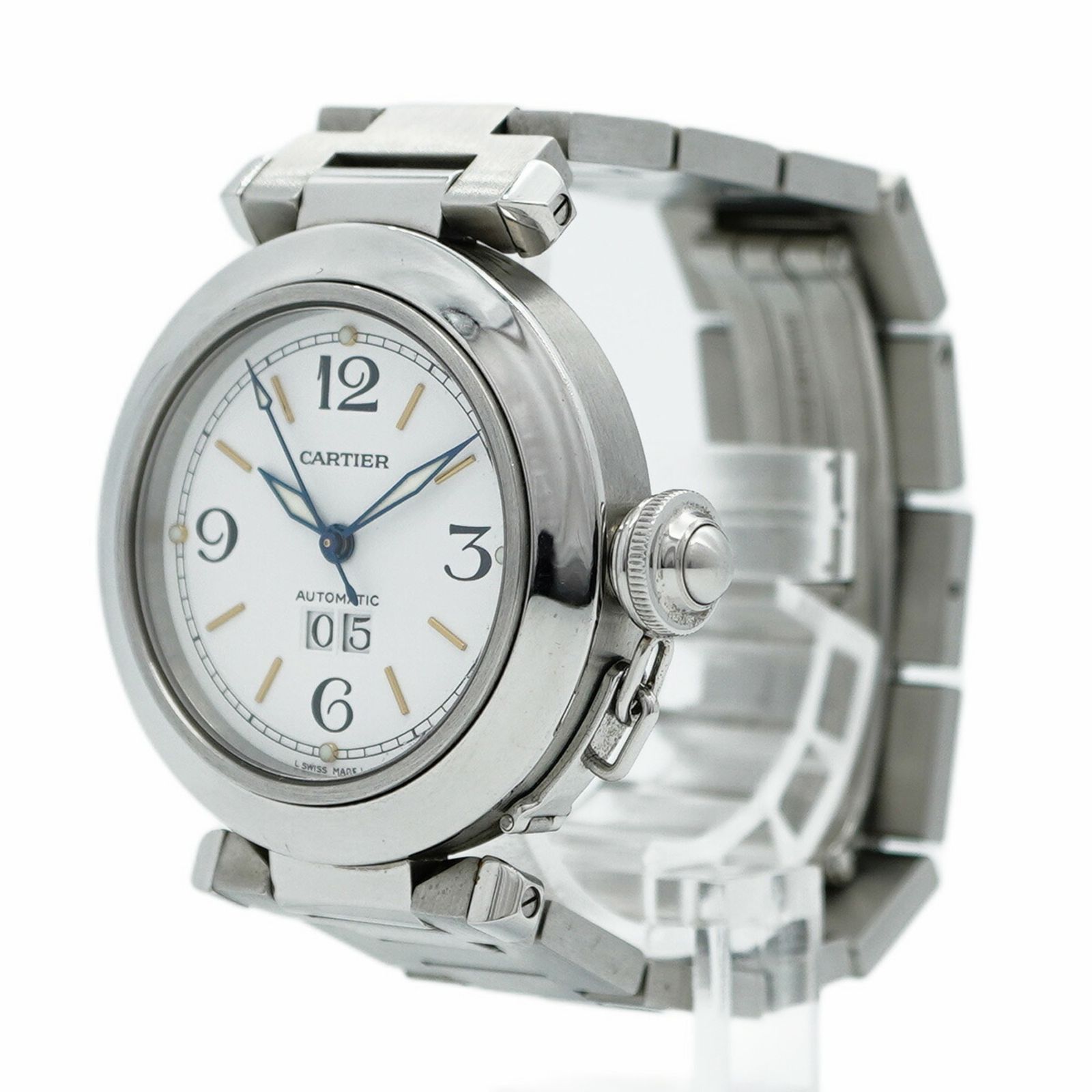 カルティエ パシャ W31044M7 白文字盤腕時計 メンズ